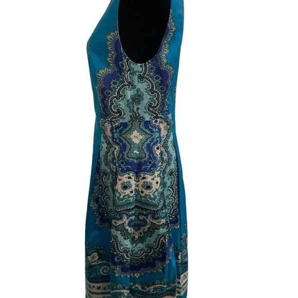 Women's Talbot Medallion Sheen Fit Flare Dress Blue Paisley Size:2 Pockets - Picture 5 of 10